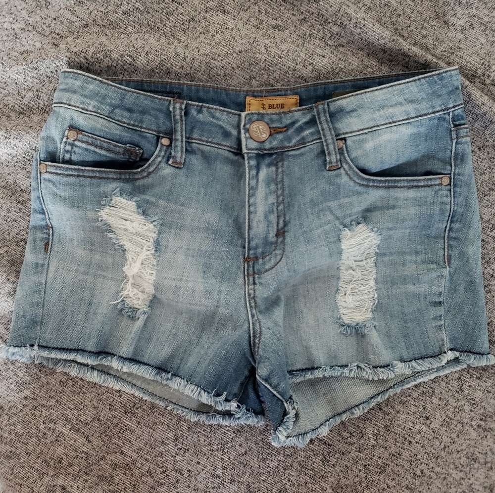 STS Blue High Waisted Jean Shorts, distressed Sz 9